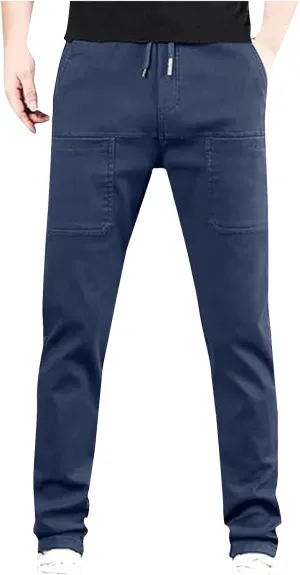 Mens Cargo Pants Big and Tall Outdoor Waterproof Hiking Work Pants Elastic Waist Slim Fit Trousers with Pockets