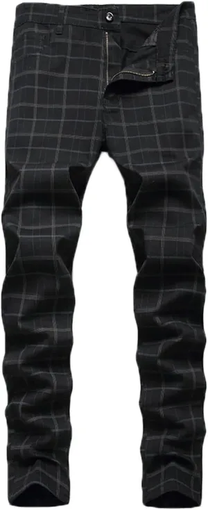 Mens Casual Plaid Chino Business Dress Pants,Fashion Black Stretch Slim Fit Flat Front Skinny Dress Pant for Men