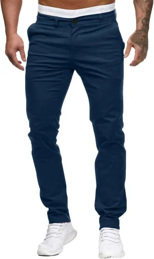 Mens Chinos Casual Slim Fit Dress Pants Stretch Flat-Front Skinny Golf Pants Comfy Solid Work Slacks Tapered Trousers