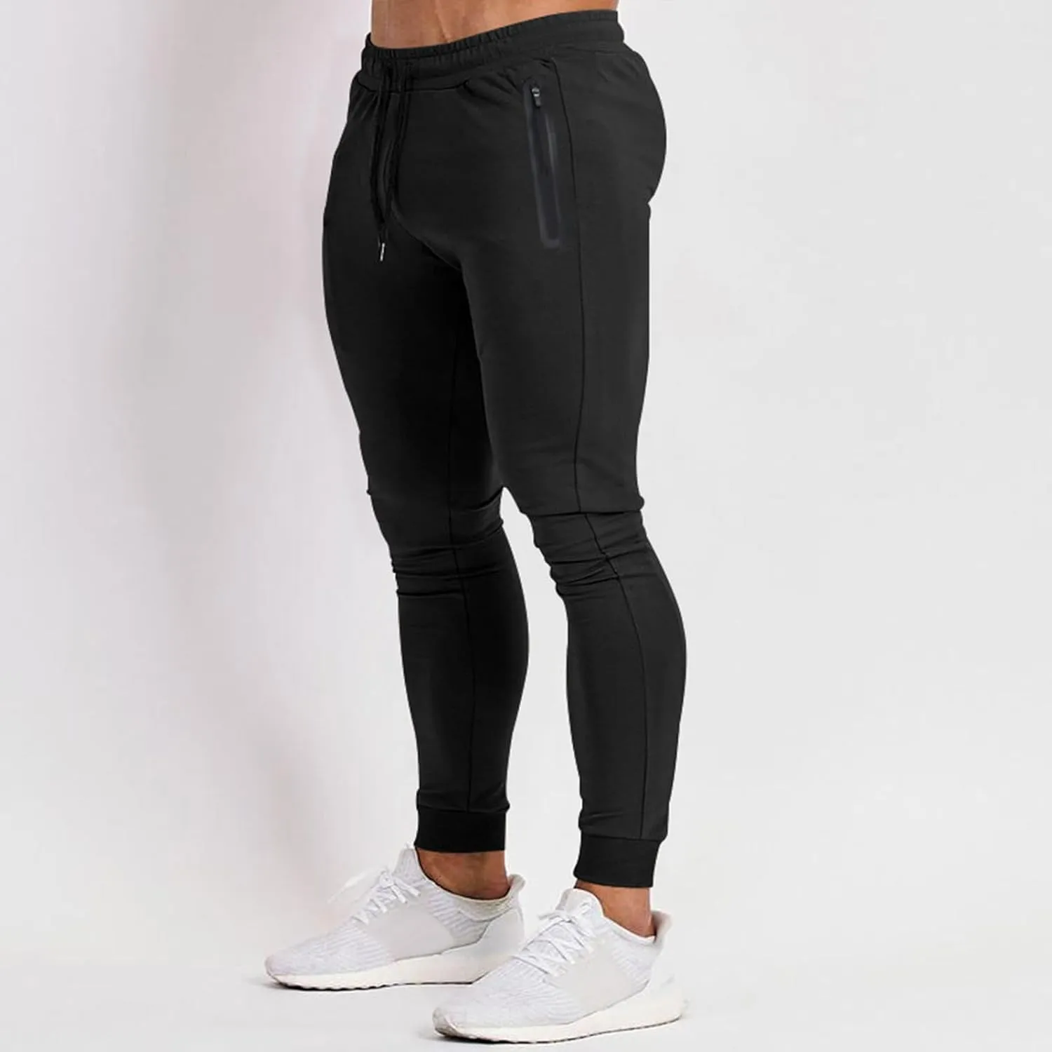 Mens Gym Jogger Pants, Casual Slim Fit Workout Sweatpants with Zipper Pockets Exercise Bodybuilding Athletic Pants