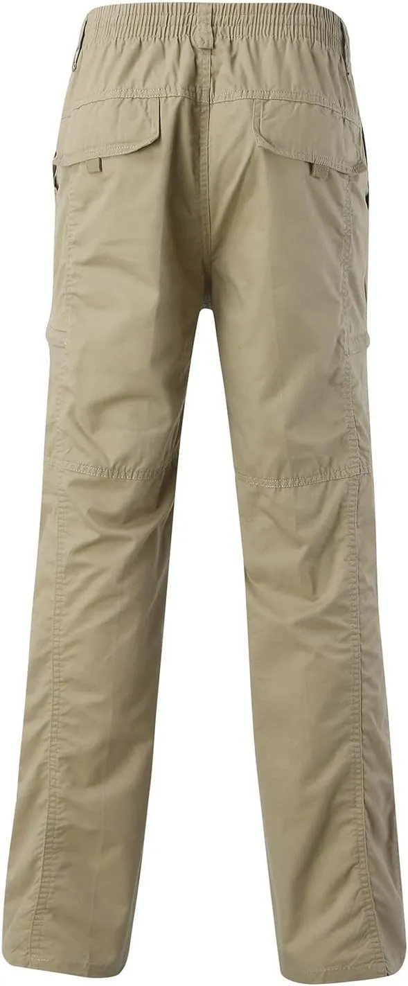 Mens Lightweight Cargo Pants Elastic Waist Straight Leg Slim Fit Chino Trousers for Men Trendy Solid Work Khaki Pant
