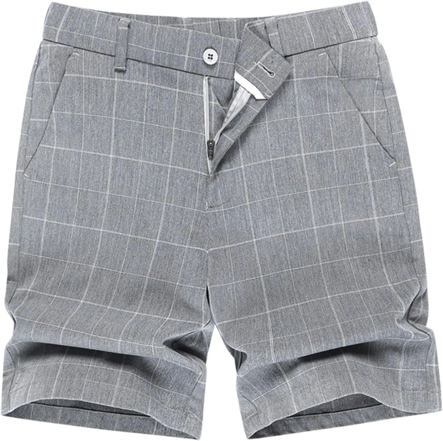 Men's Linen Flat Front Casual Shorts Elastic Waist Drawstring Beach Trunk Slim Fit Stretch Chino Short Pants