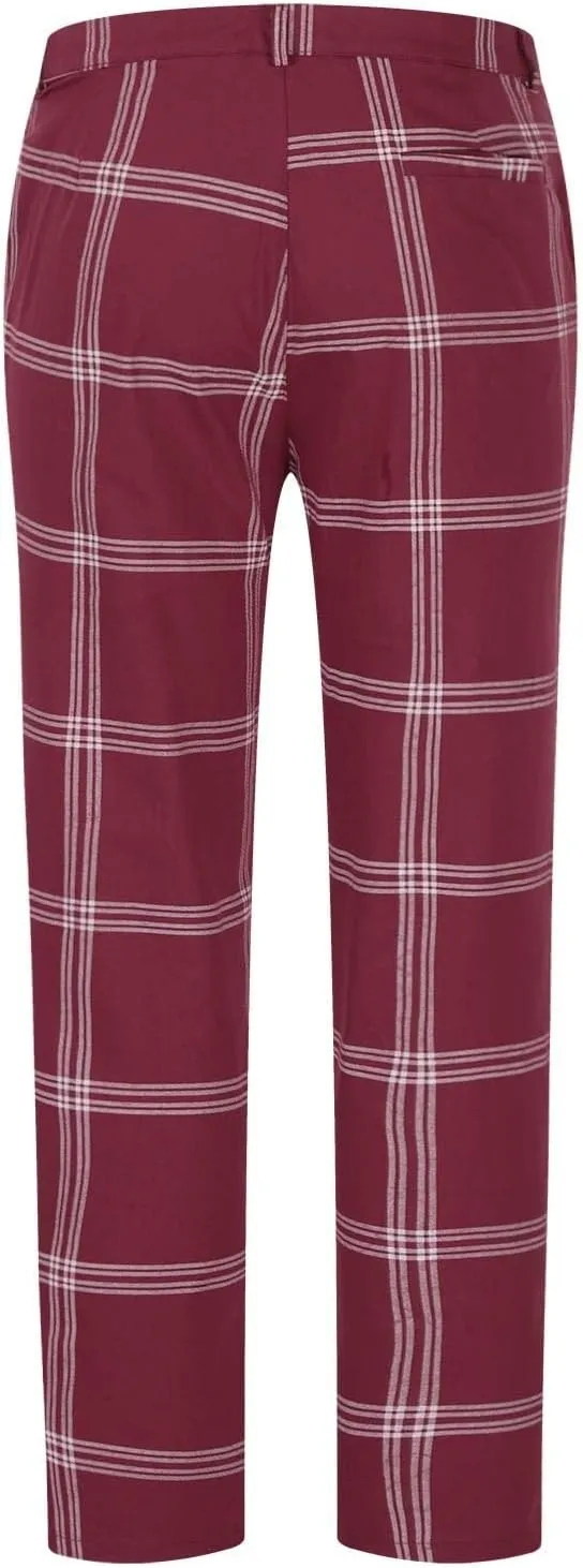 Mens Plaid Pants Skinny Dress Pants Stretch Slim Fit Business Casual Dress Chinos Pants for Men