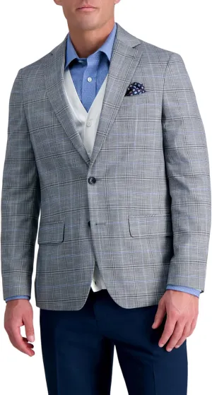 Men's Slim Fit Plaid Windowpane Sport Coat Blazer