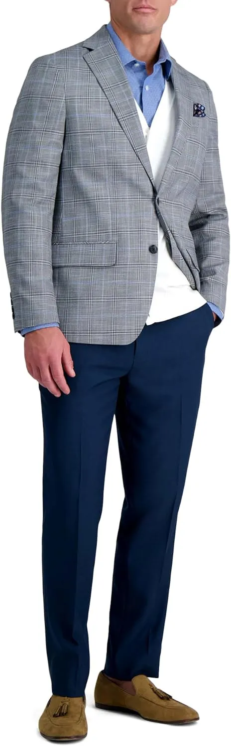 Men's Slim Fit Plaid Windowpane Sport Coat Blazer