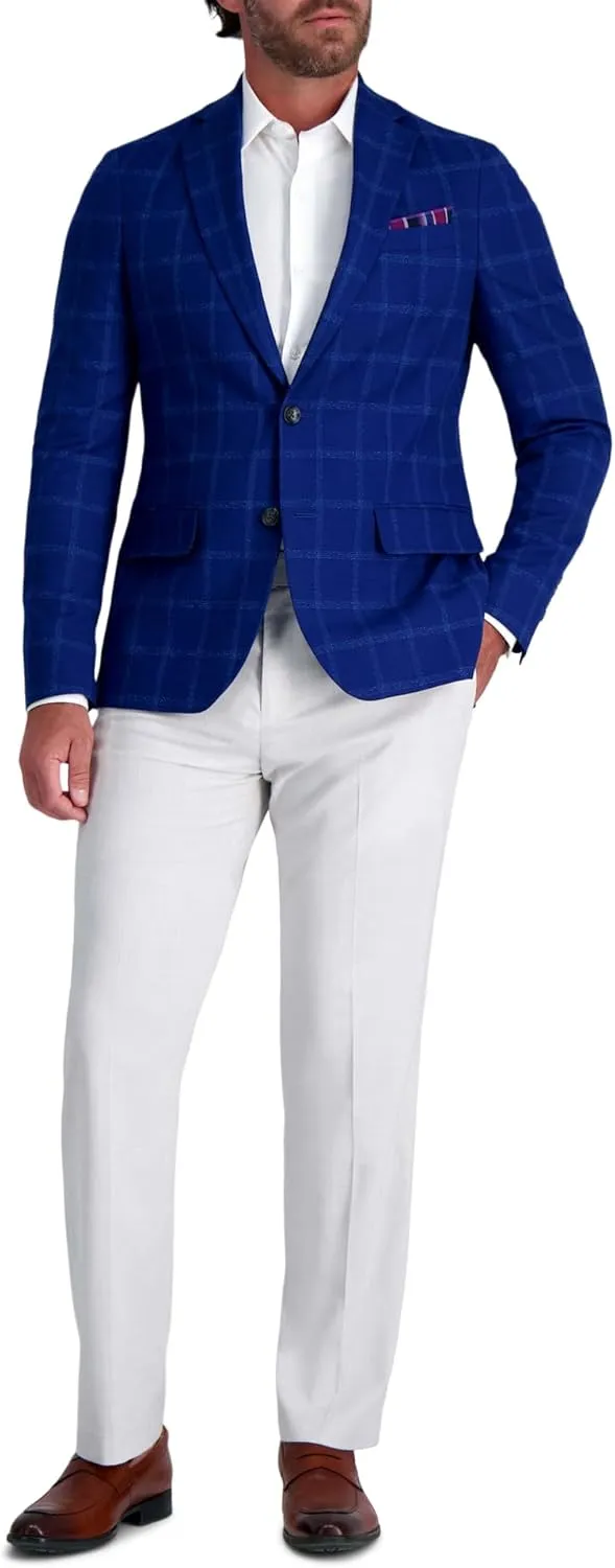 Men's Slim Fit Plaid Windowpane Sport Coat Blazer
