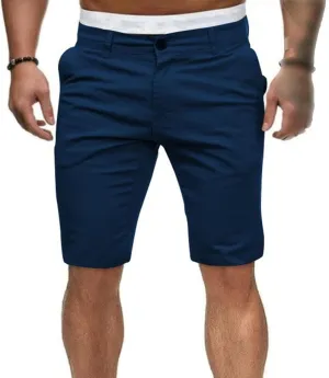 Men's Slim-Fit Short Classic Elastic Lightweight Short Casual Chino Stretch Shorts with Pockets
