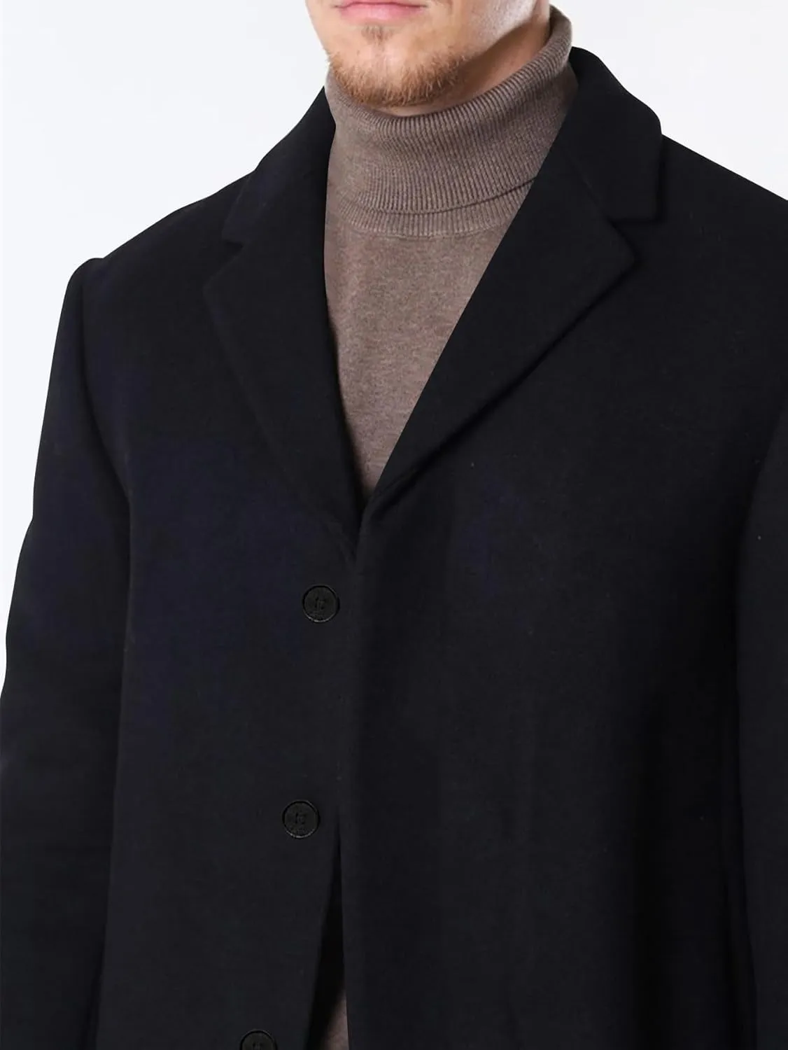 Men's Slim Fit Trench Coat Slim Fit Notched Collar Long Jacket Overcoat Single Breasted Pea Coat wih Pockets