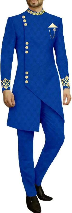 Men`s Suit Slim Fit Embroidery Single Breated Blazer and Pants Set African Clothes Formal Outfits