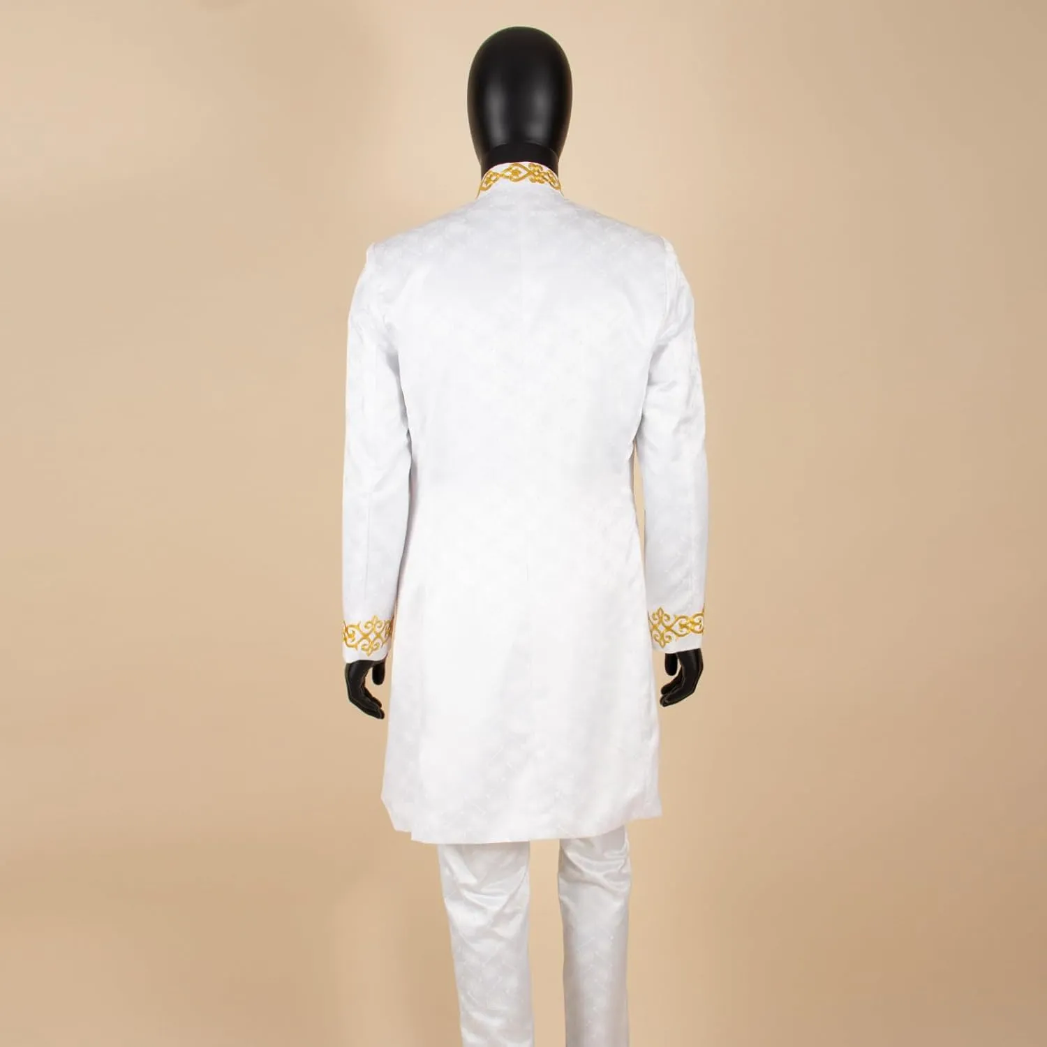 Men`s Suit Slim Fit Embroidery Single Breated Blazer and Pants Set African Clothes Formal Outfits