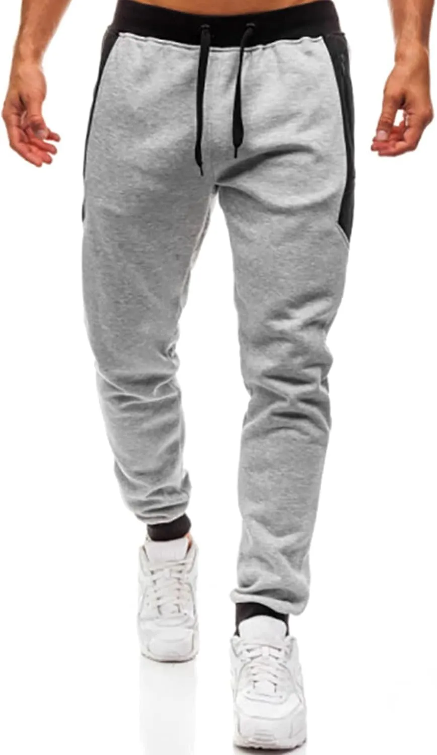 Mens Workout Cargo Sweatpants Casual Multi-Pockets Jogger Pants Streetwear Hiking Pants with Drawstring Men's Casual