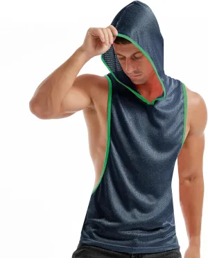 Men's Workout Hooded Tank Tops Bodybuilding Muscle Cut Off T Shirt Sleeveless Gym Hoodies