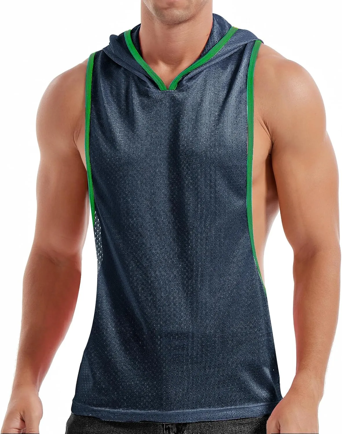 Men's Workout Hooded Tank Tops Bodybuilding Muscle Cut Off T Shirt Sleeveless Gym Hoodies