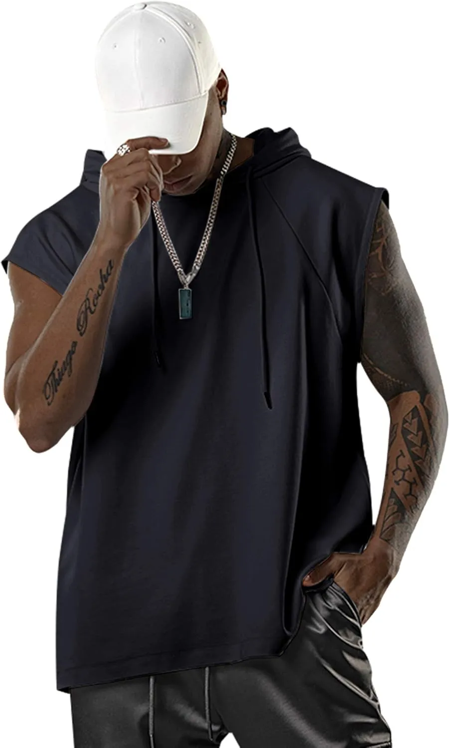 Men's Workout Hooded Tank Tops Bodybuilding Muscle Cut Off T Shirt Sleeveless Gym Hoodies