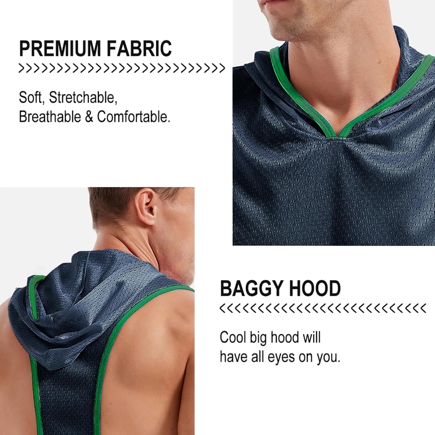 Men's Workout Hooded Tank Tops Bodybuilding Muscle Cut Off T Shirt Sleeveless Gym Hoodies