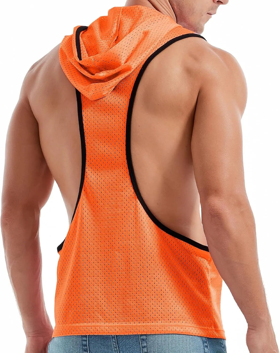 Men's Workout Hooded Tank Tops Bodybuilding Muscle Cut Off T Shirt Sleeveless Gym Hoodies