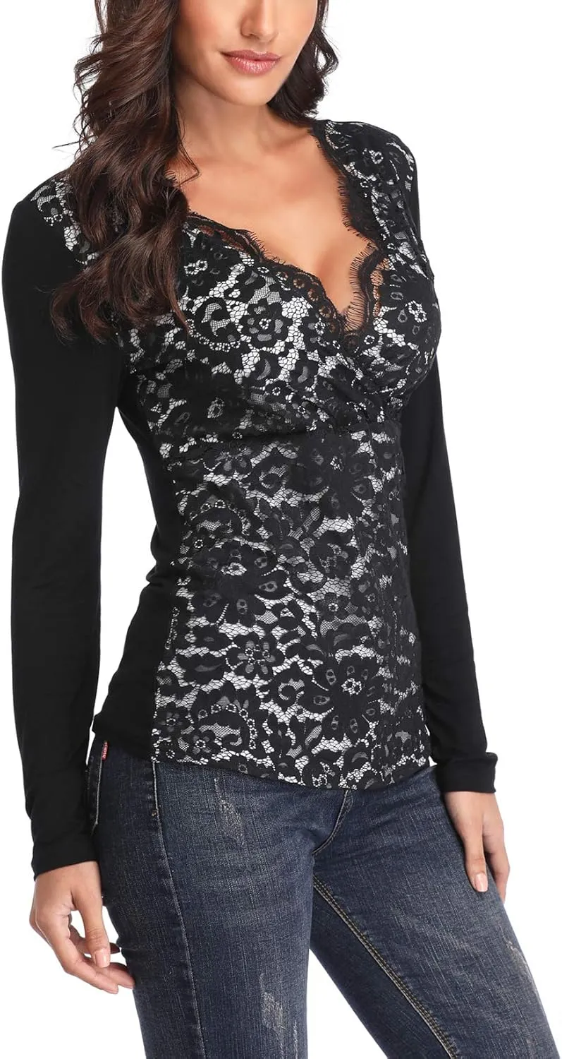 MISS MOLY Women's Scallop V Neck Sexy Sleeveless Lace Tank Top Elegant Slim Fit Summer Tops Blouse Shirts