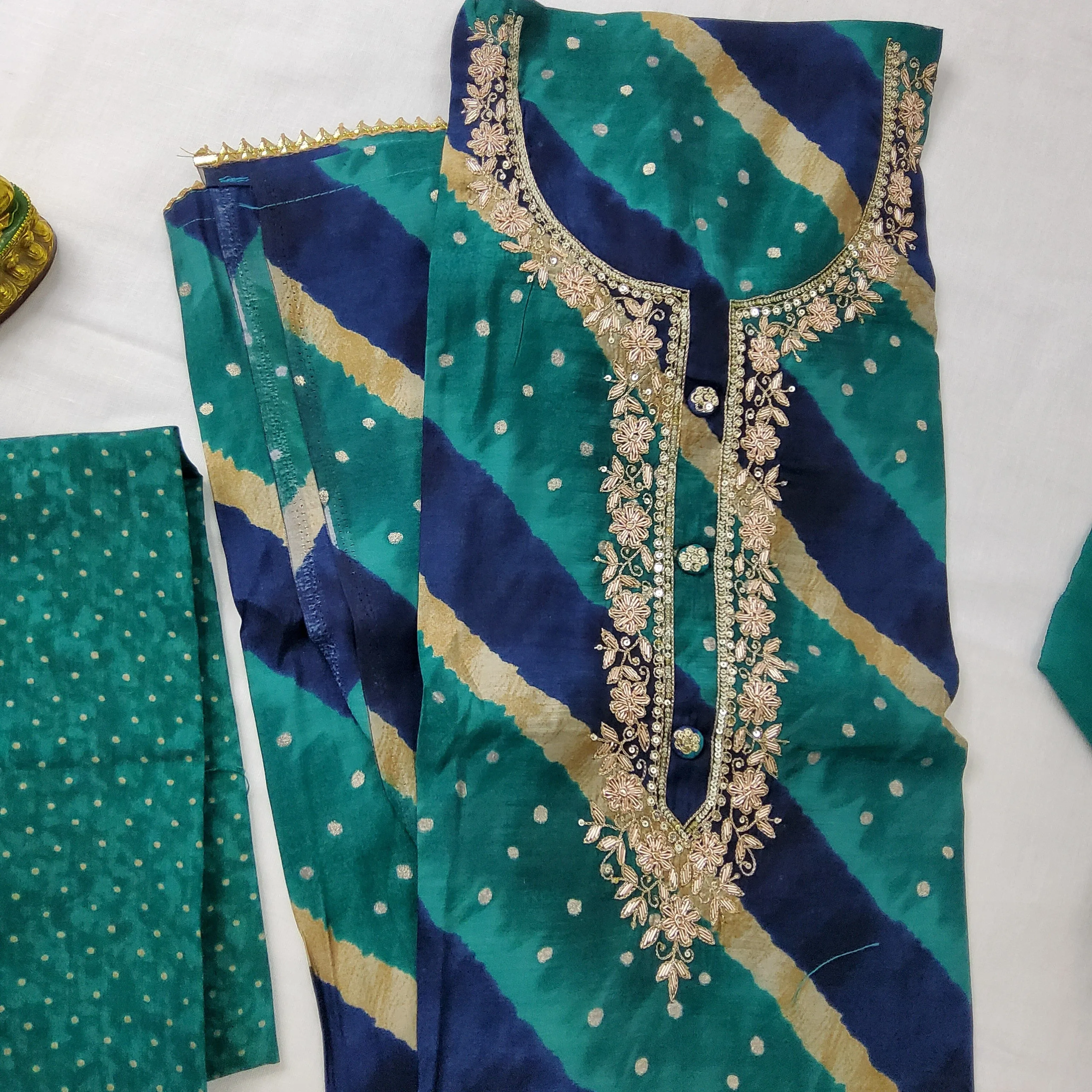 Modal Silk Embroidered Dress Material with Pure Chiffon Dupatta