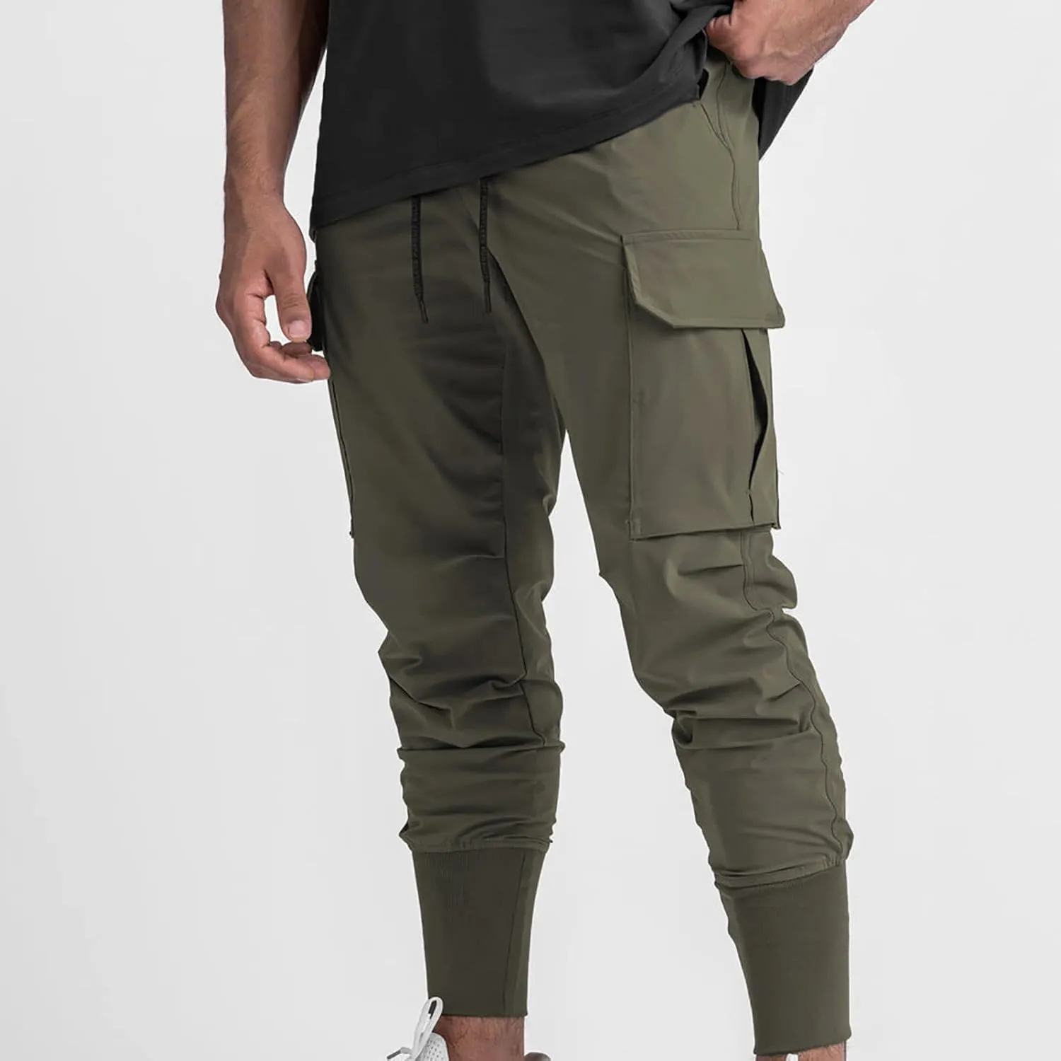 Muscularfit Men's Pants Slim Fit Drawstring Solid Multi Pockets Cargo Pants for Men Fashion Outdoor Casual Jogger Sweatpants