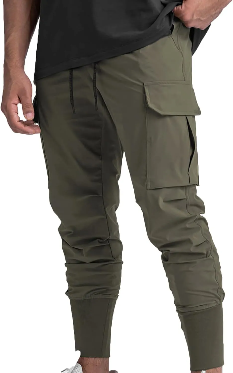 Muscularfit Men's Pants Slim Fit Drawstring Solid Multi Pockets Cargo Pants for Men Fashion Outdoor Casual Jogger Sweatpants