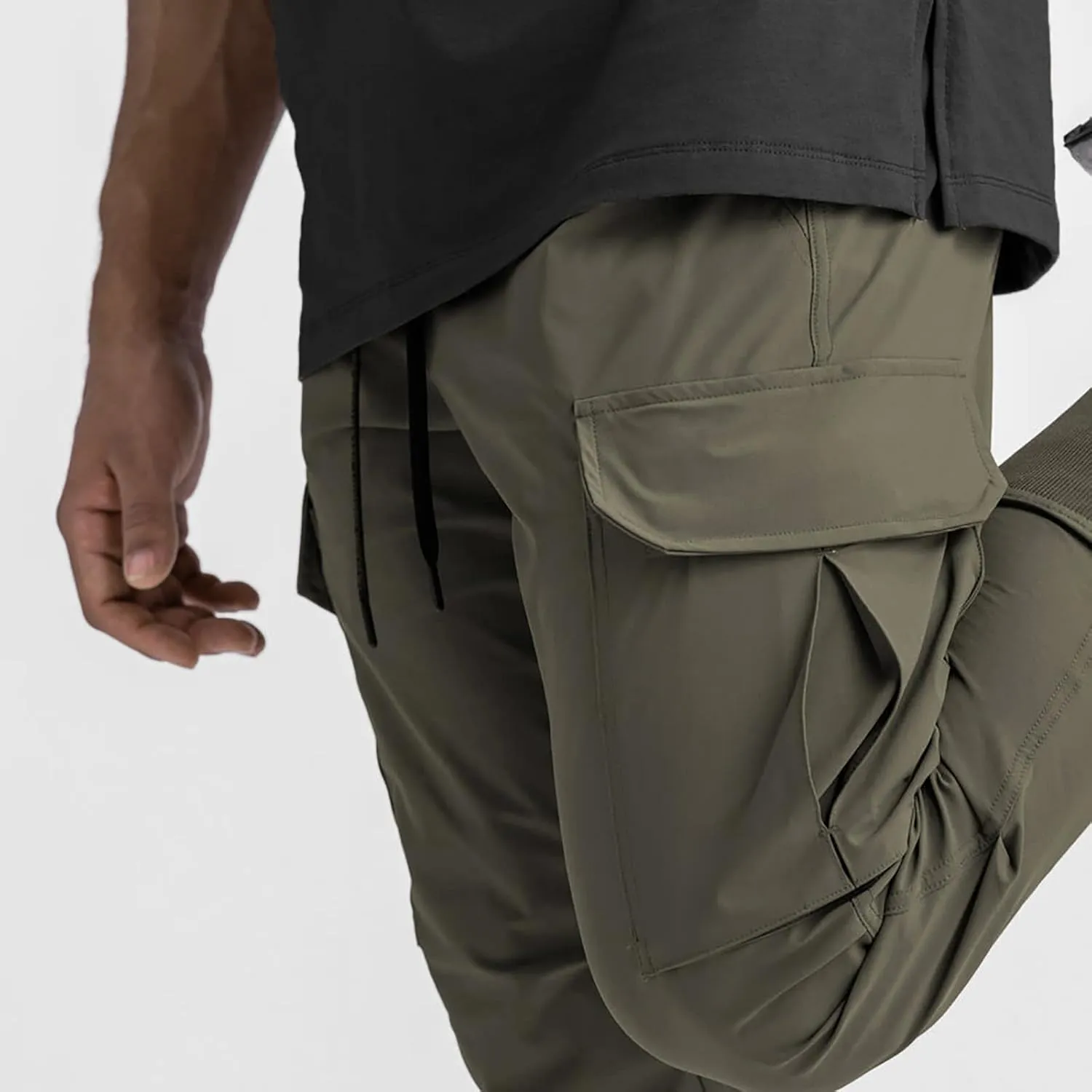 Muscularfit Men's Pants Slim Fit Drawstring Solid Multi Pockets Cargo Pants for Men Fashion Outdoor Casual Jogger Sweatpants
