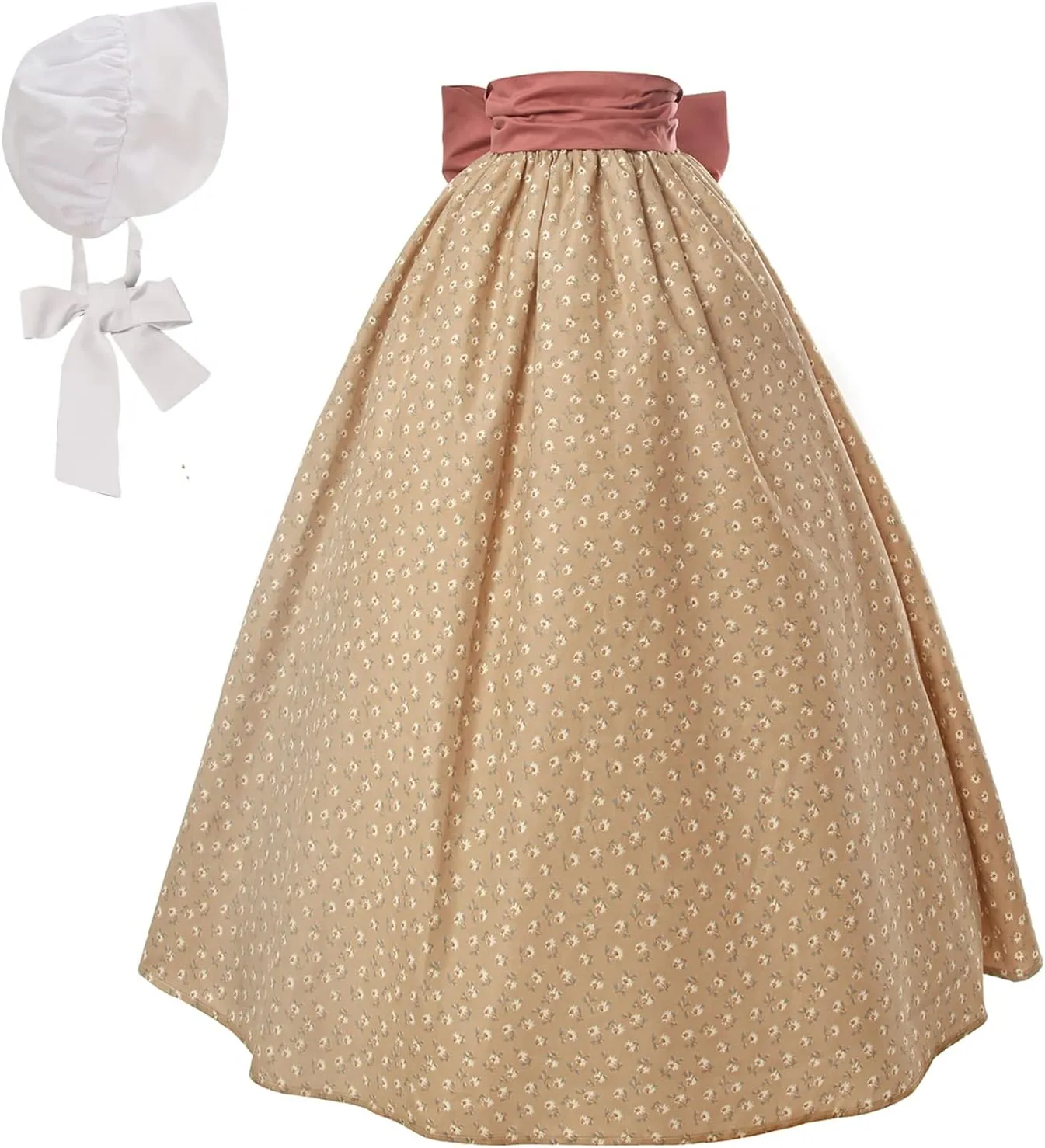 NSPSTT Women Pioneer Colonial Skirt Girls Peasant Prairie Skirt Civil War Trek Floral Costume