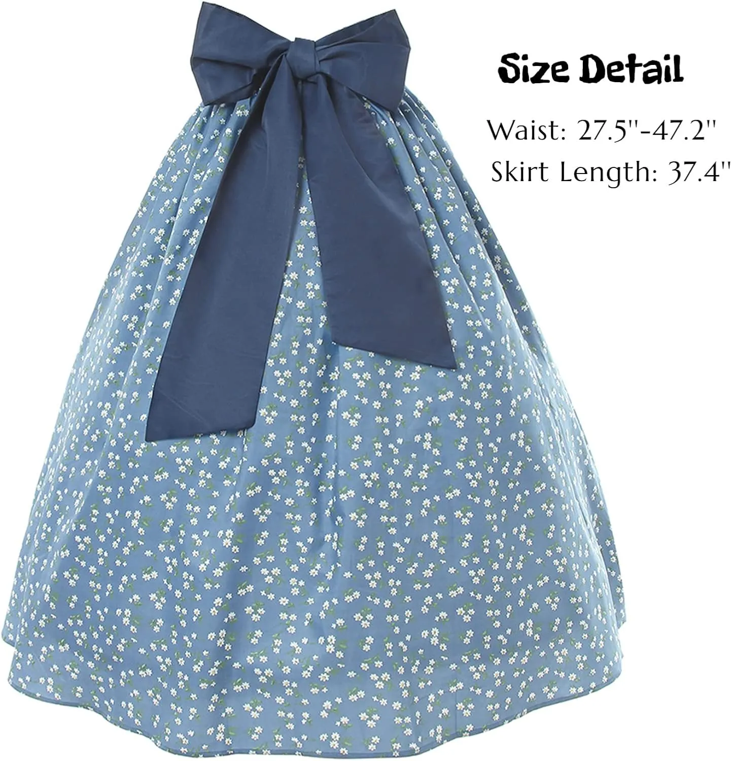 NSPSTT Women Pioneer Colonial Skirt Girls Peasant Prairie Skirt Civil War Trek Floral Costume