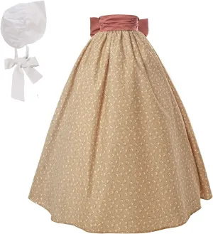 NSPSTT Women Pioneer Colonial Skirt Girls Peasant Prairie Skirt Civil War Trek Floral Costume