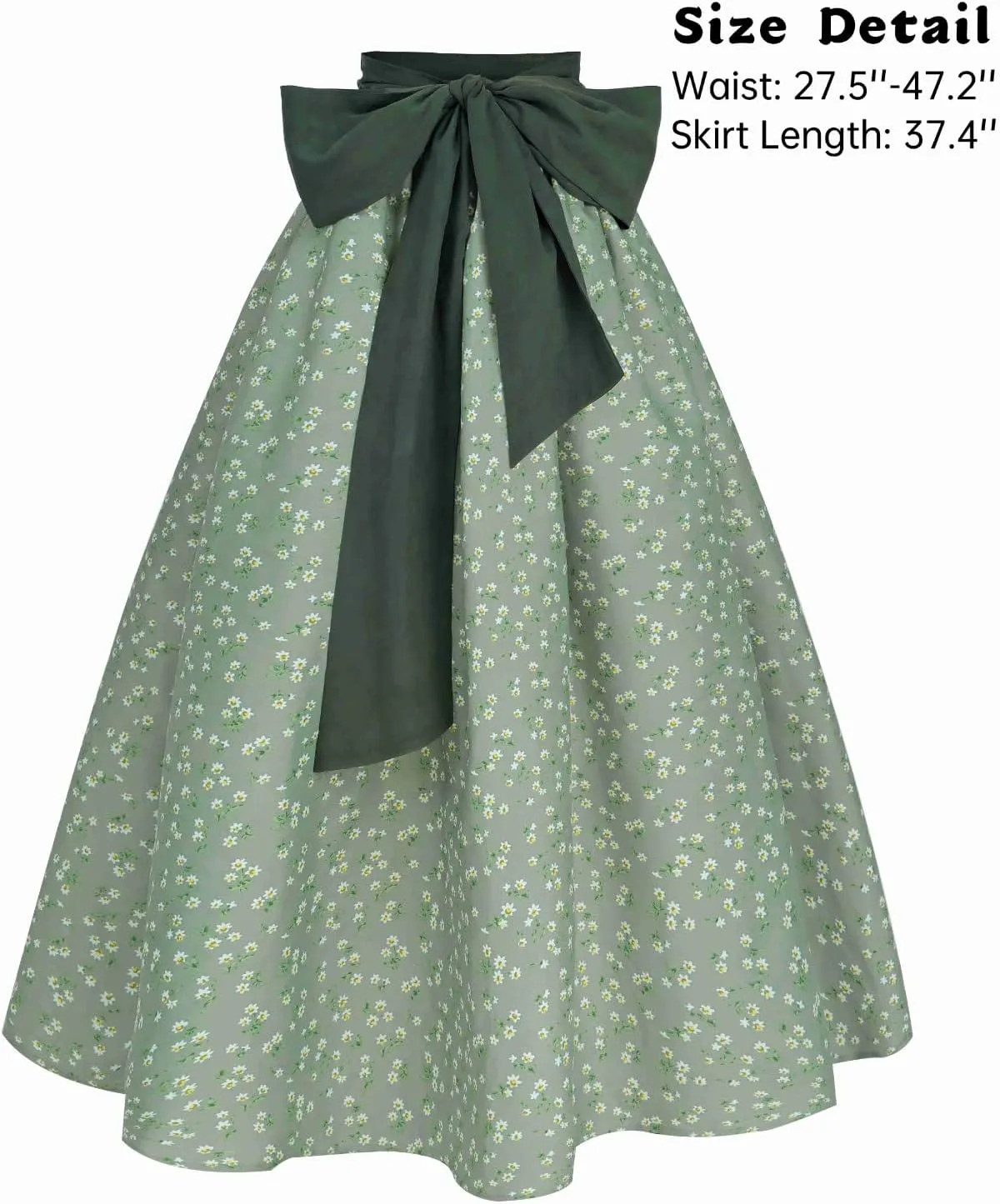 NSPSTT Women Pioneer Colonial Skirt Girls Peasant Prairie Skirt Civil War Trek Floral Costume