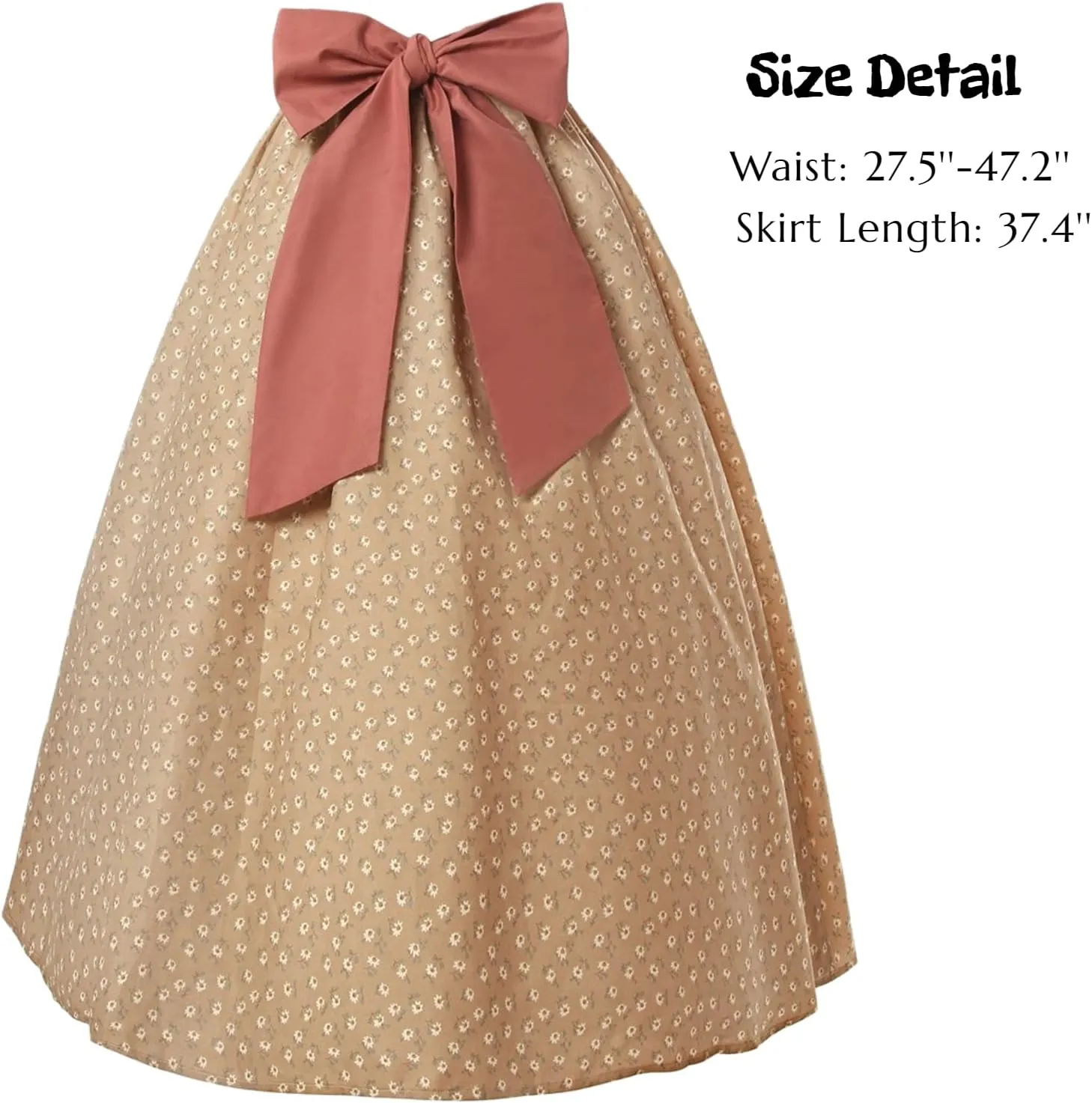 NSPSTT Women Pioneer Colonial Skirt Girls Peasant Prairie Skirt Civil War Trek Floral Costume