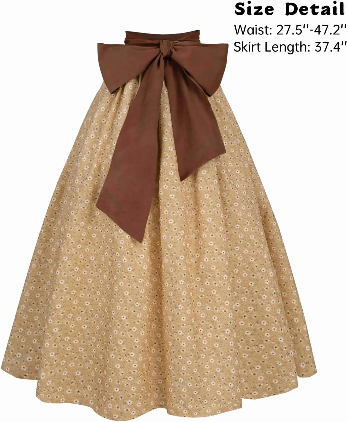 NSPSTT Women Pioneer Colonial Skirt Girls Peasant Prairie Skirt Civil War Trek Floral Costume
