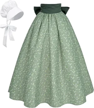 NSPSTT Women Pioneer Colonial Skirt Girls Peasant Prairie Skirt Civil War Trek Floral Costume
