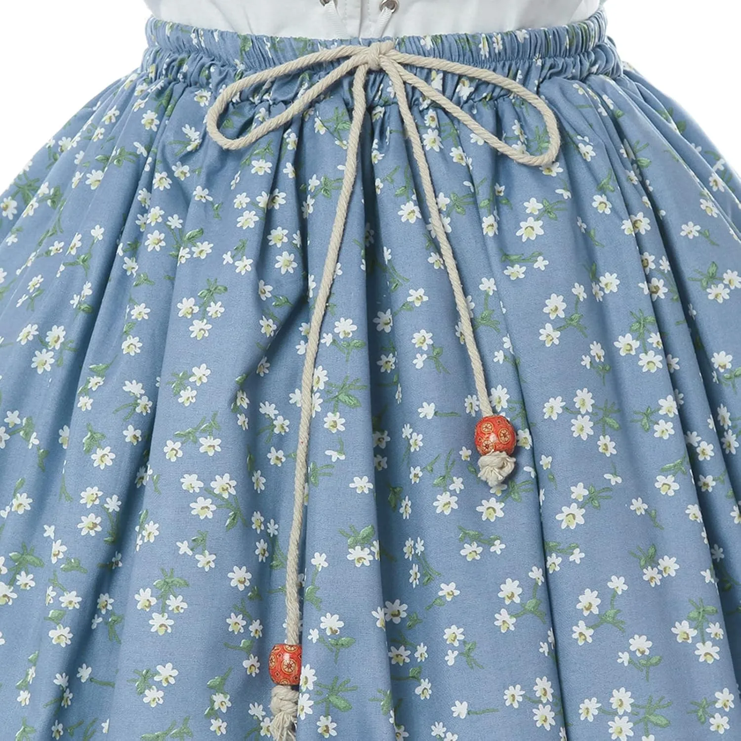 NSPSTT Women Pioneer Colonial Skirt Girls Peasant Prairie Skirt Civil War Trek Floral Costume