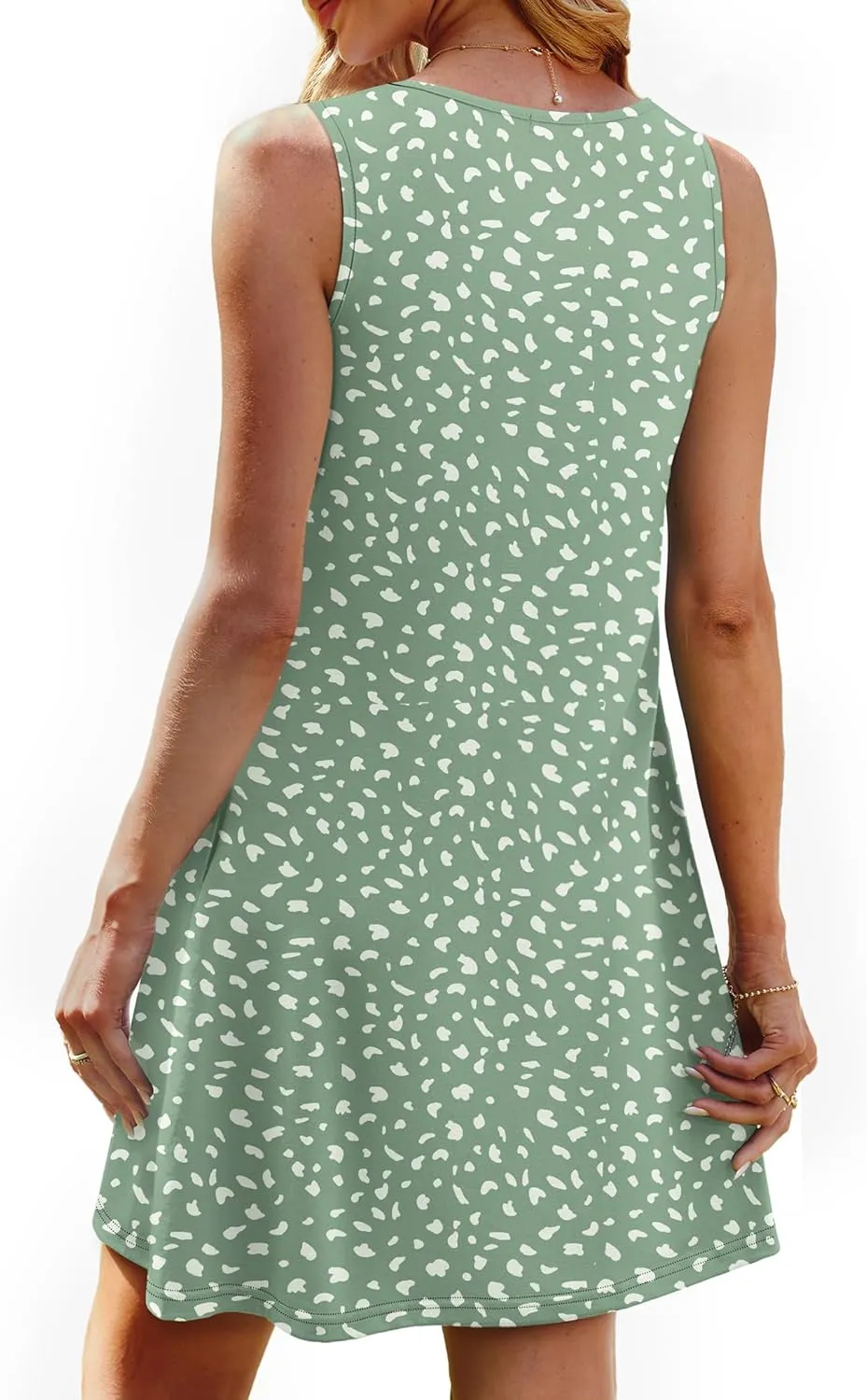 OFEEFAN Summer Dresses for Women 2025 Loose Beach Vacation Casual Crew Neck Sleeveless Sundresses with Pockets Tank Dress