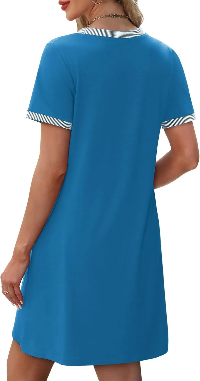 OFEEFAN Summer Dresses for Women 2025 Short Sleeve Casual T Shirt Dress Crewneck Sundresses Beach Vacation Coverup Pockets