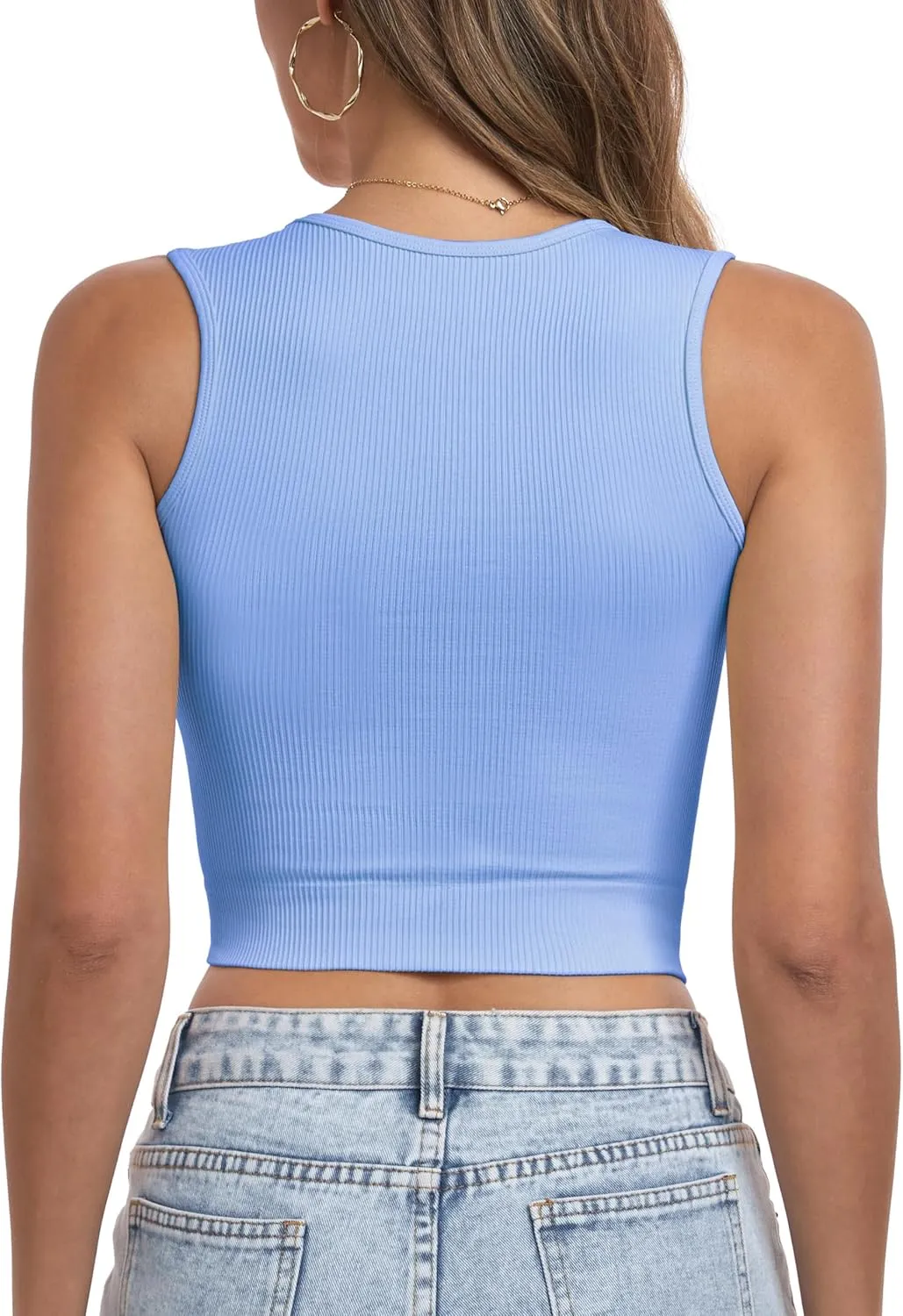 OLCHEE Womens Ribbed Crop Tank Tops Seamless Square Neck Trendy Going Out Basic Shirts 2024 Summer Slim Fit Sexy Y2K Top