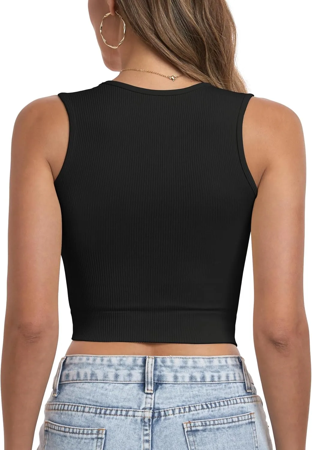 OLCHEE Womens Ribbed Crop Tank Tops Seamless Square Neck Trendy Going Out Basic Shirts 2024 Summer Slim Fit Sexy Y2K Top