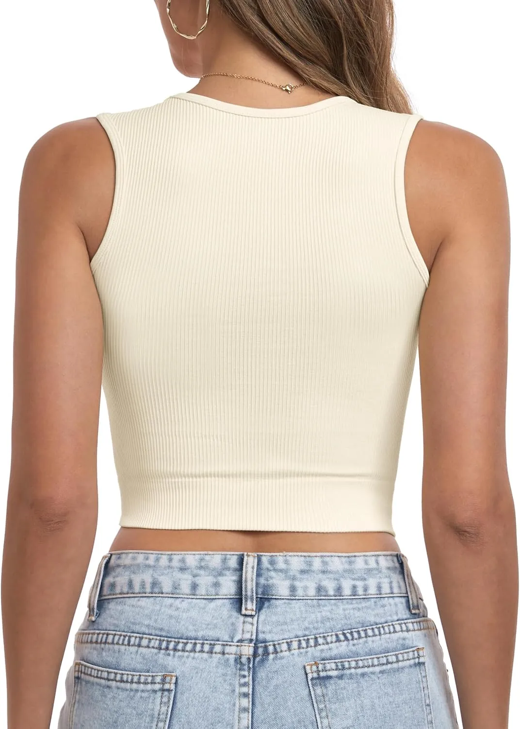 OLCHEE Womens Ribbed Crop Tank Tops Seamless Square Neck Trendy Going Out Basic Shirts 2024 Summer Slim Fit Sexy Y2K Top