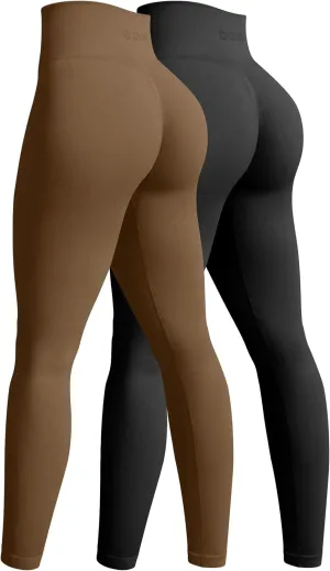 OQQ Women's 2 Piece Yoga Legging Seamless Workout High Waist Butt Liftings Athletic Leggings