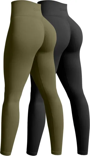 OQQ Women's 2 Piece Yoga Legging Seamless Workout High Waist Butt Liftings Athletic Leggings