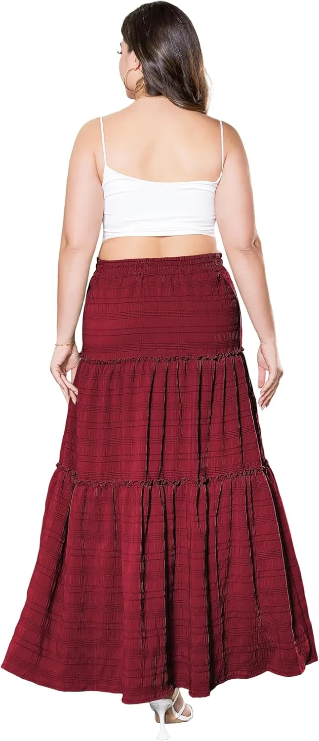 Othyroce Womens Plus Size Casual High Waist Tie Paisley Floral Print Long Maxi Skirt L-4X