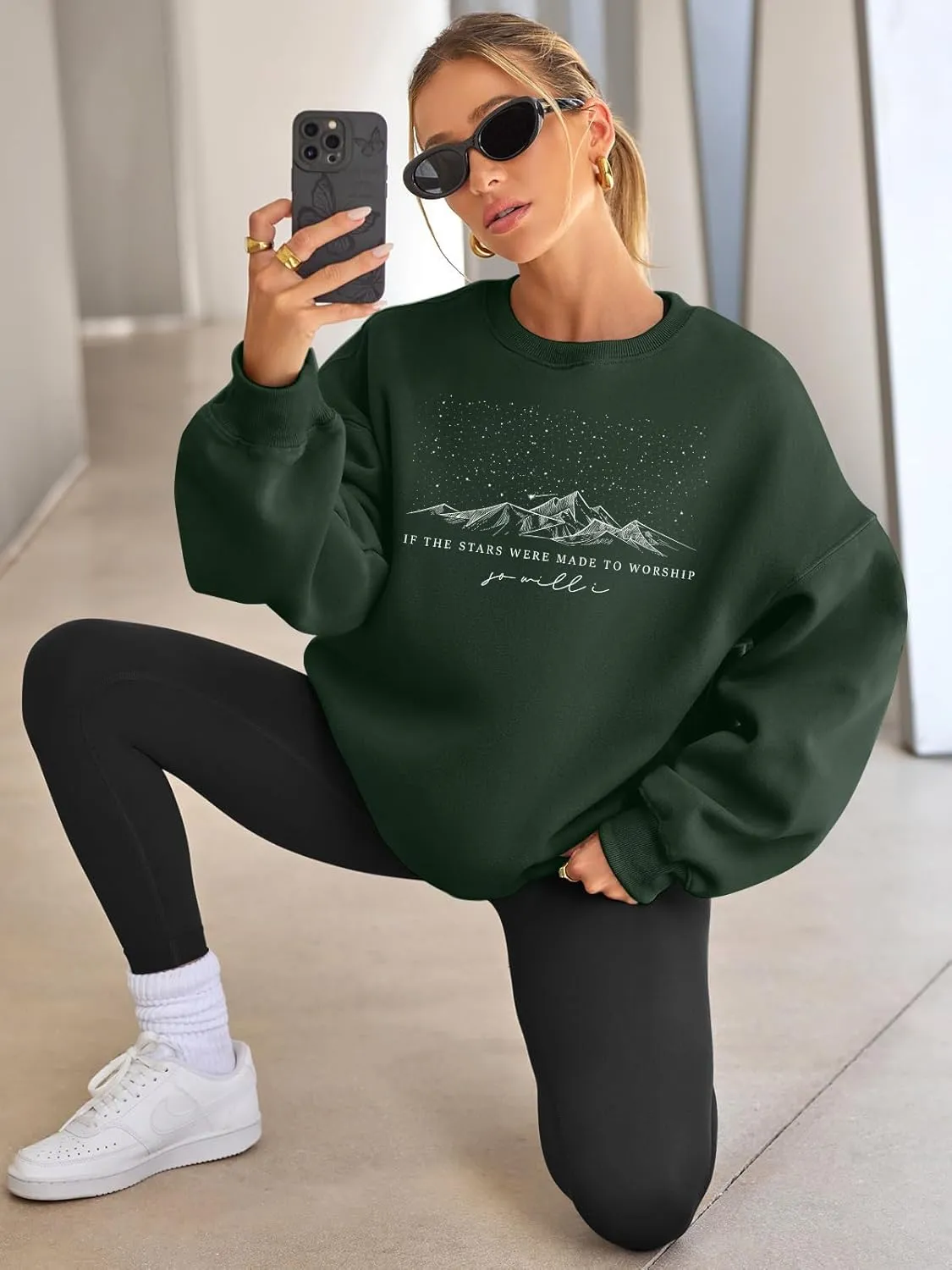 Oversized Christian Sweatshirt for Women: Bible Verse Inspirational Long Sleeve Shirt Religious Pullover Tops