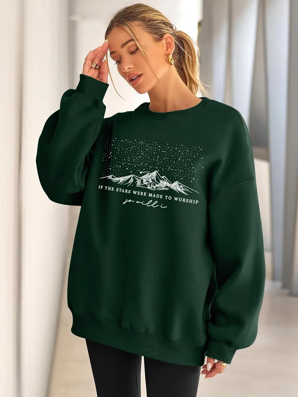 Oversized Christian Sweatshirt for Women: Bible Verse Inspirational Long Sleeve Shirt Religious Pullover Tops