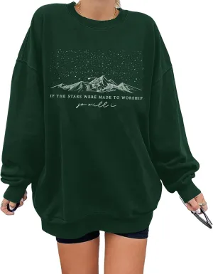 Oversized Christian Sweatshirt for Women: Bible Verse Inspirational Long Sleeve Shirt Religious Pullover Tops