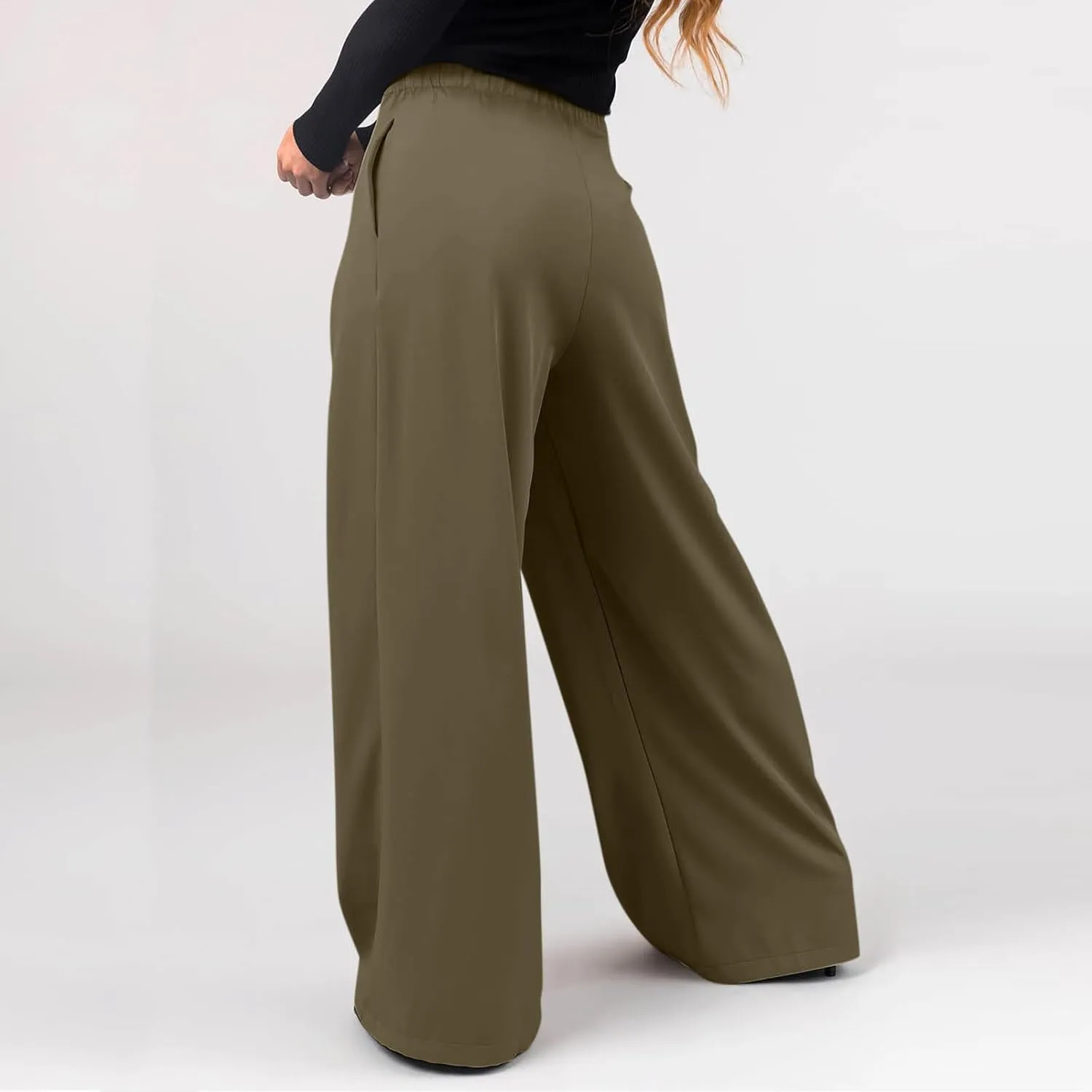 Oversized Wide Leg Pants Women,Work Business Casual High Waisted Dress Pants Drawstring Palazzo Pants Flowy Trousers
