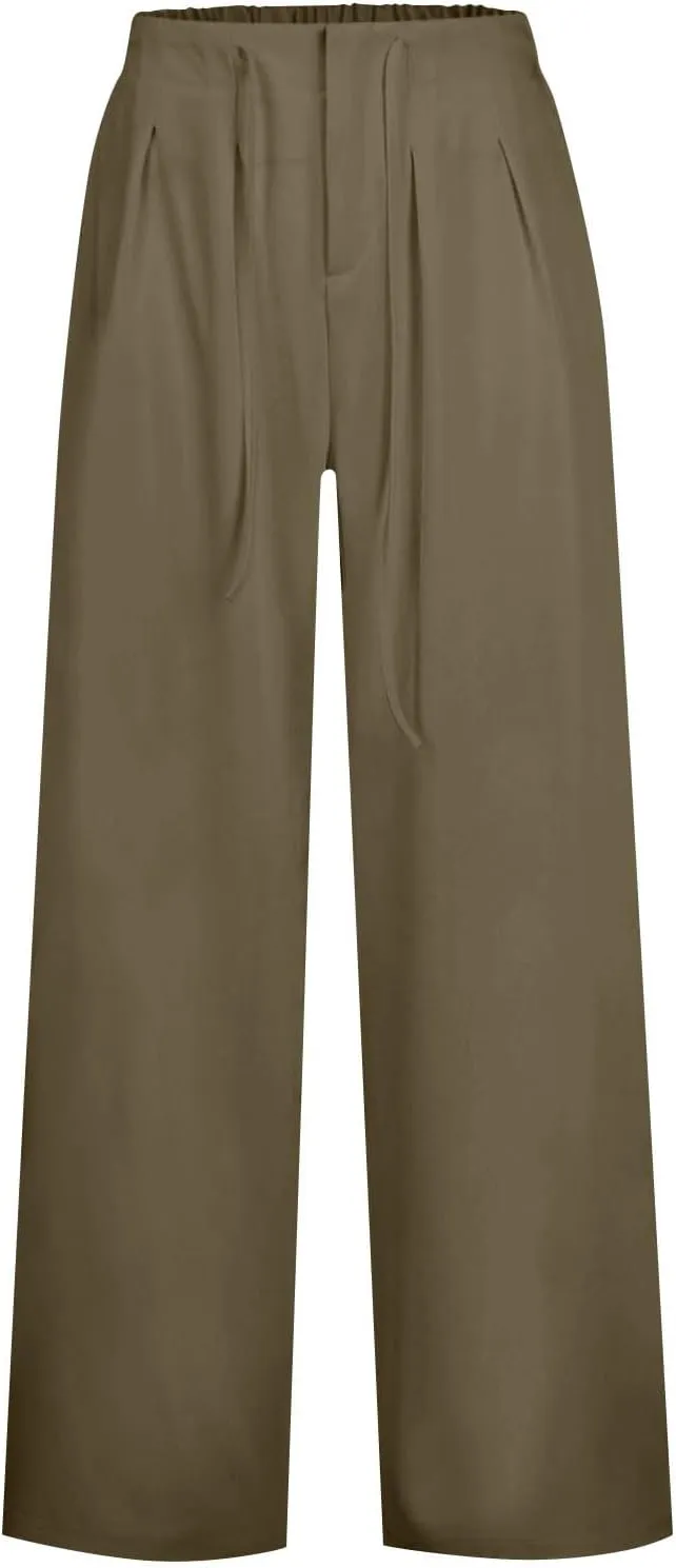 Oversized Wide Leg Pants Women,Work Business Casual High Waisted Dress Pants Drawstring Palazzo Pants Flowy Trousers