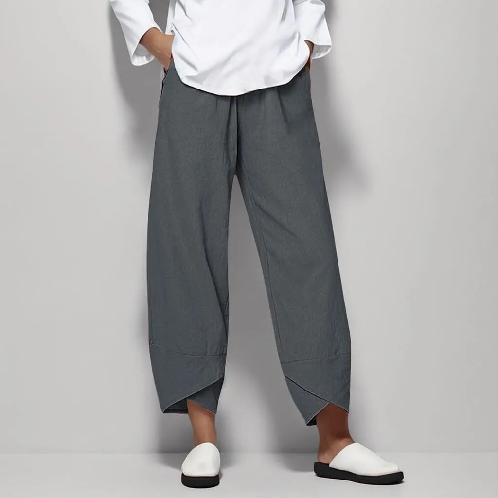 Pant Petite Loose Women Straight Summer Pants High Casual Waist Long Solid Cotton Pants Womens High