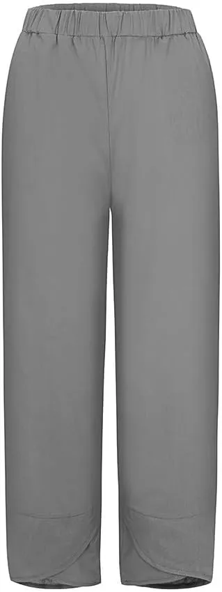 Pant Petite Loose Women Straight Summer Pants High Casual Waist Long Solid Cotton Pants Womens High