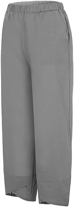 Pant Petite Loose Women Straight Summer Pants High Casual Waist Long Solid Cotton Pants Womens High