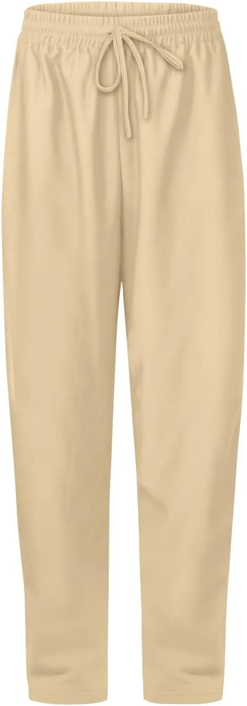 Pants for Women, Straight Leg Linen Pants High Waisted Cotton Wide Baggy